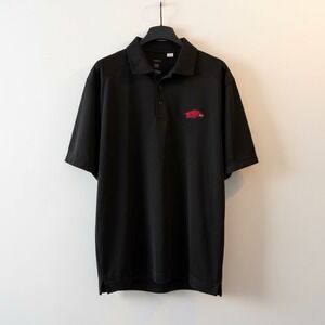 Arkansas Razorbacks Cutter and Buck  Mens Polo XL Black Embroidered Hog Game Day